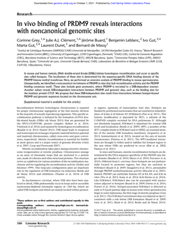 In Vivo Binding of PRDM9 Reveals Interactions with Noncanonical Genomic Sites
