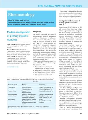 Modern Management of Primary Systemic Vasculitis