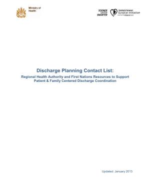 Discharge Planning Contact List (PDF)