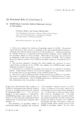 On Functional Role of Cytochrome B5 II. NADH-Linked Ascorbate Radical Reductase Activity in Microsomes