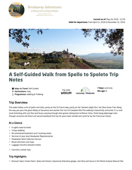 A Self-Guided Walk from Spello to Spoleto Trip Notes