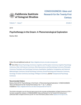 Psychotherapy in the Dream: a Phenomenological Exploration