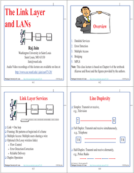 The Link Layer and Lans Overview