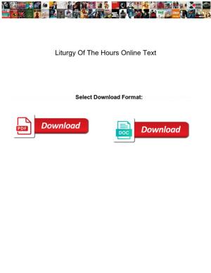 Liturgy of the Hours Online Text