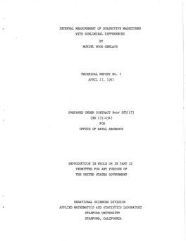 INTERVAL MEASUREMENT of Sljbjective MAGNITUDES with Sljbliminal D:Tf'ferences