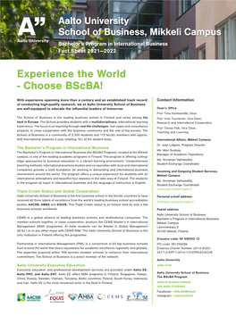 Experience the World - Choose Bscba!