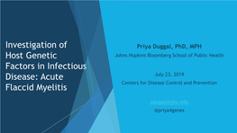 Investigation of Host Genetic Factors in Infectious Disease