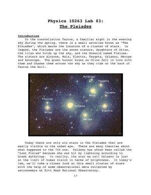 Lab #3: the Pleiades