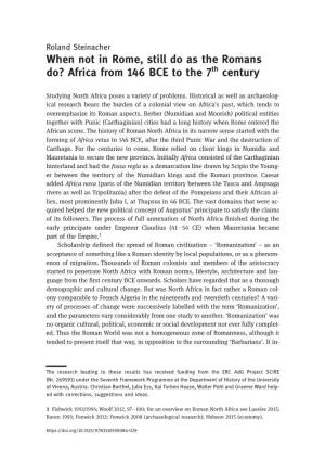 When Not in Rome, Still Do As the Romans Do? Africa from 146 BCE to the 7Th Century