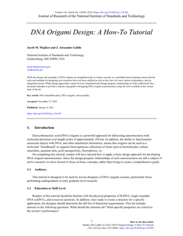 DNA Origami Design: a How-To Tutorial