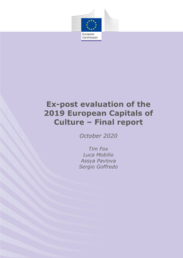 Ex-Post Evaluation of the 2019 European Capitals of Culture – Final Report