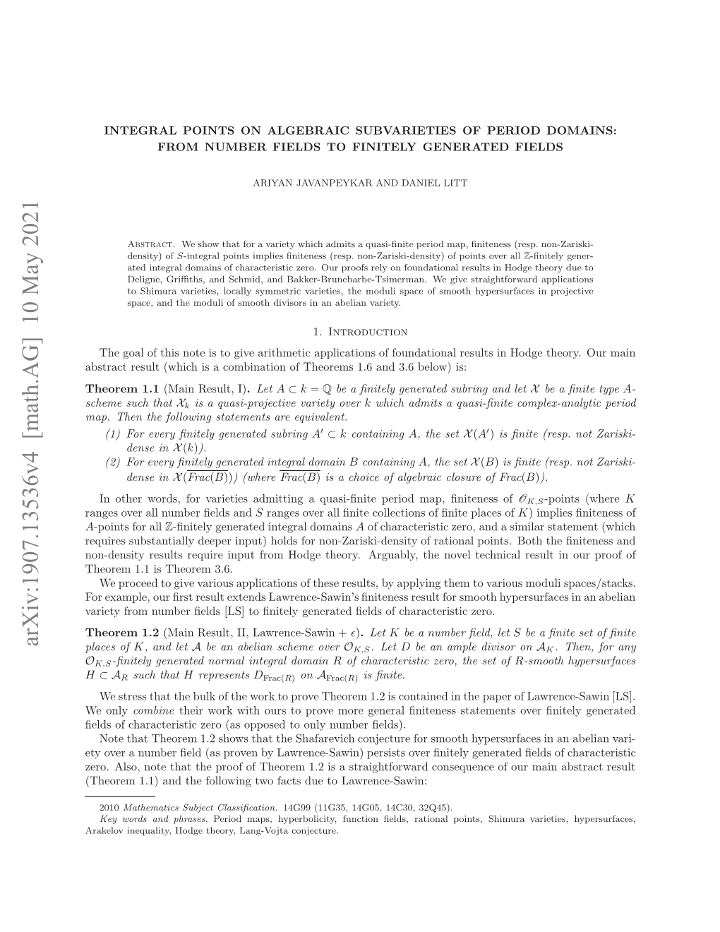 Arxiv:1907.13536V4 [Math.AG]