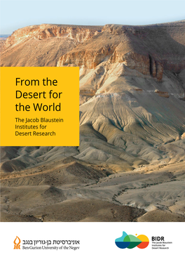 From the Desert for the World the Jacob Blaustein Institutes for Desert Research