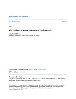 Without Doors: Native Nations and the Convention
