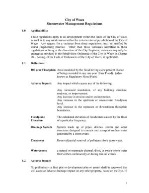 Stormwater Management Regulations