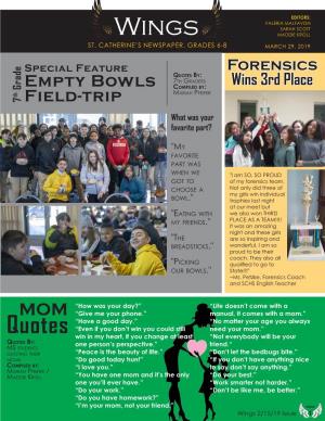 Quotes By: 7Th Graders Wins 3Rd Place Empty Bowls Compiled By: Grade Mariah Pfeifer Th