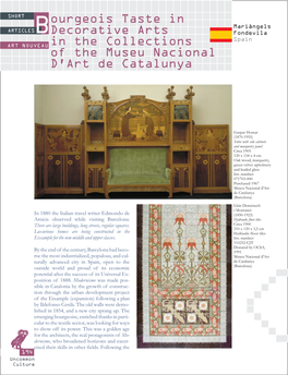 Ourgeois Taste in Decorative Arts in the Collections of the Museu Nacional D'art De Catalunya