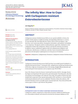 The Infinity War: How to Cope with Carbapenem-Resistant Enterobacteriaceae