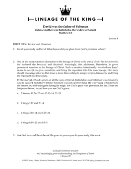 Lineage of the King Lesson