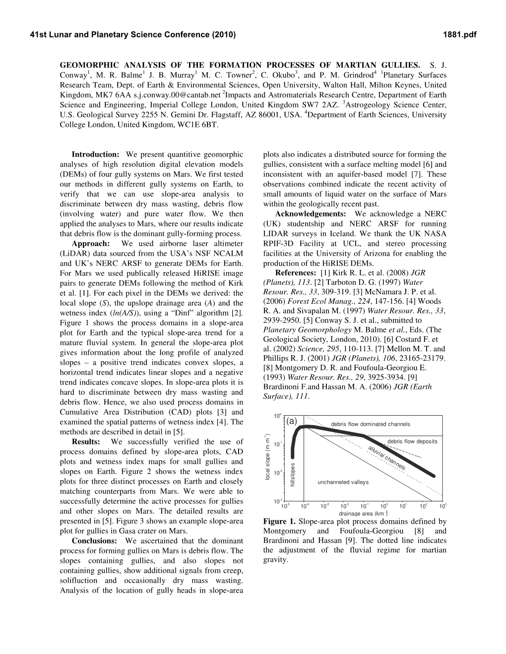 Geomorphic Analysis of the Formation Processes of Martian Gullies