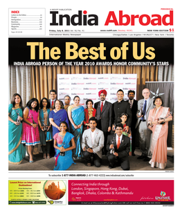 India Abroad Person of the Year 2010 Awards Honor Community’S Stars