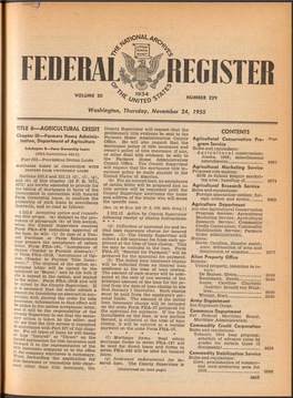 FEDERAL! REGISTER VOLUME 20 ' % - 1934 C F Ÿ NUMBER 229 ^ a F/ T E D ^ Washington, Thursday, November 24, 1955