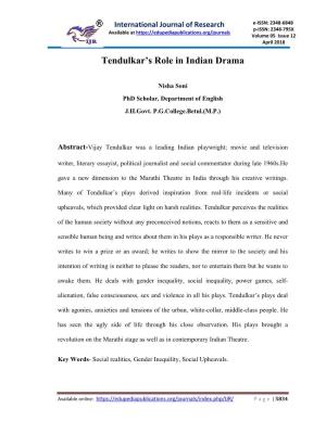 Tendulkar's Role in Indian Drama