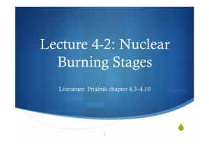 Lecture 4-2: Nuclear Burning Stages