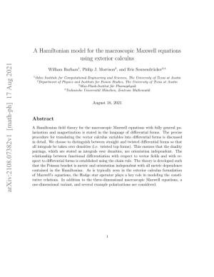 A Hamiltonian Model for the Macroscopic Maxwell Equations