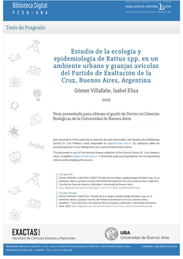 Estudio De La Ecología Y Epidemiología De Rattus Spp. En Un