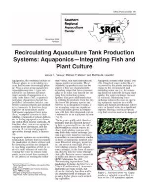 Recirculating Aquaculture Tank Production Systems: Aquaponics—Integrating Fish and Plant Culture