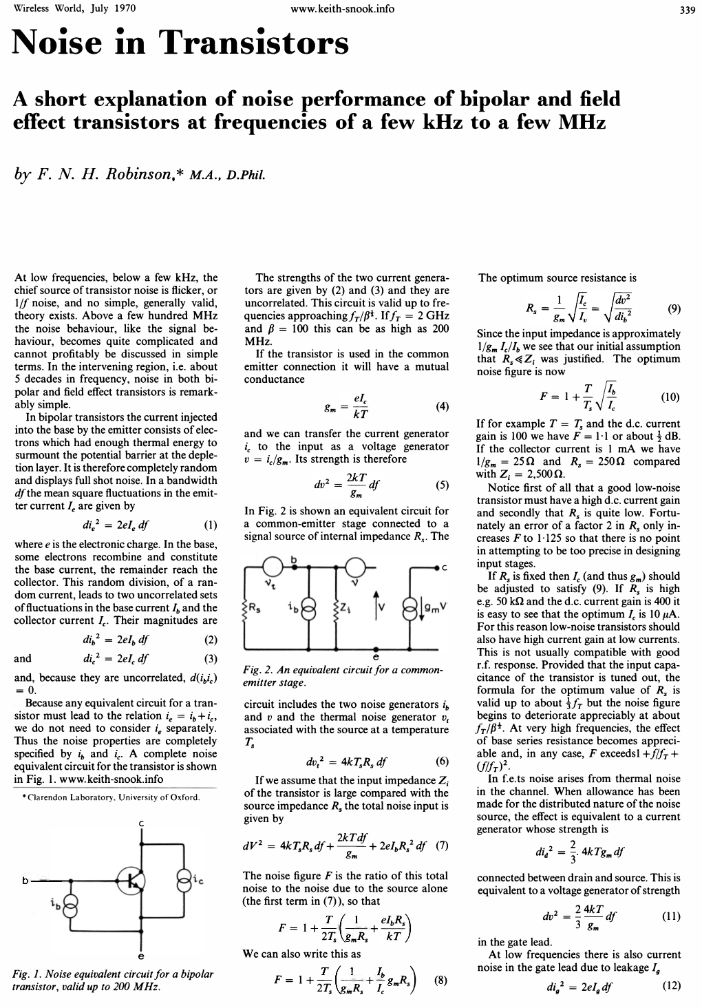 Noise in Transistors