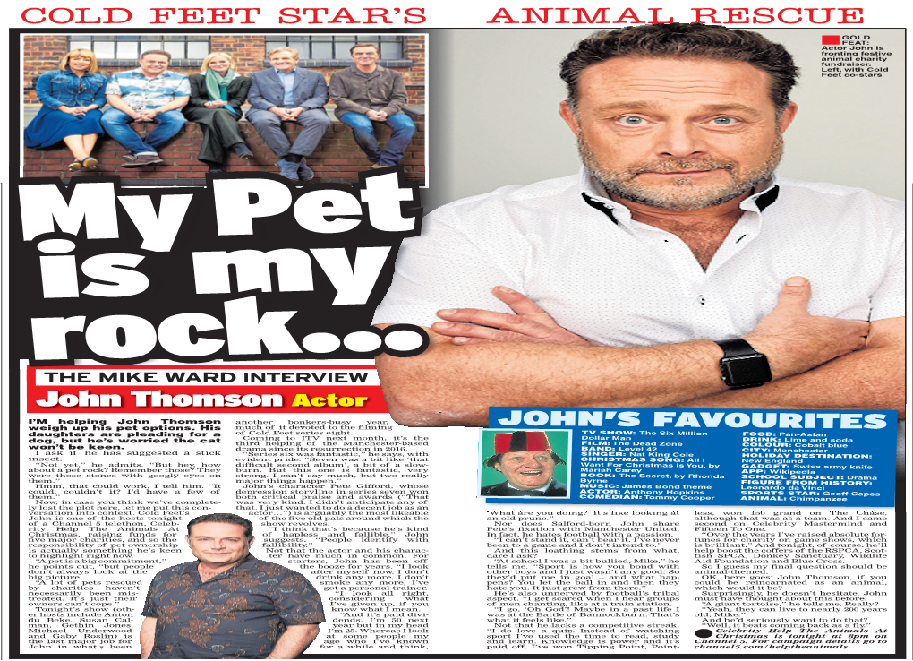 John Thomson Another Bonkers-Busy Year, ����������������� Weigh up His Pet Options