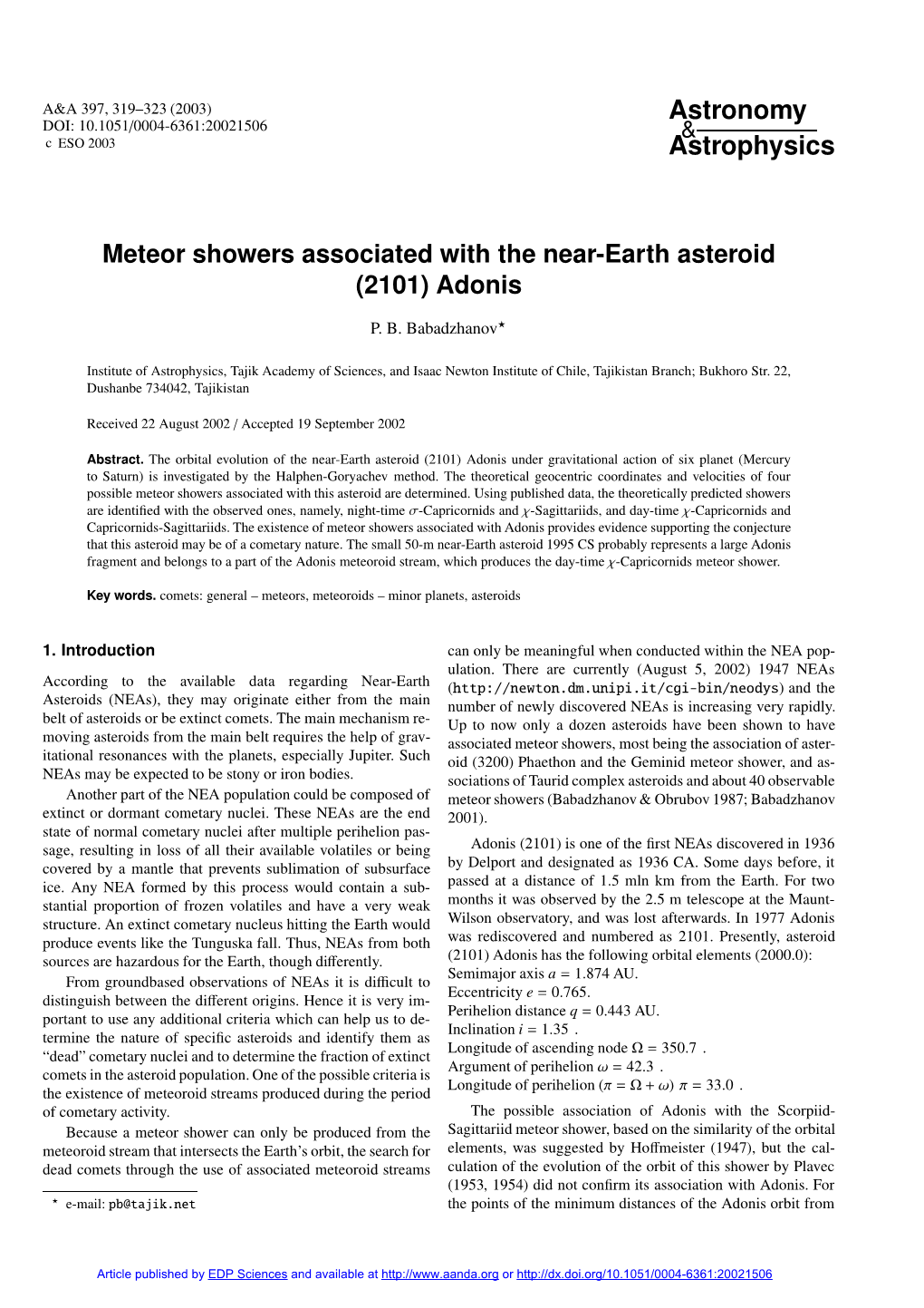 Meteor Showers Associated with the Near-Earth Asteroid (2101) Adonis
