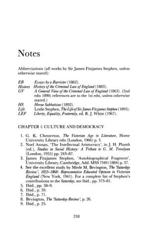 All Works by Sir James Fitzjames Stephen, Unless Otherwise Stated)