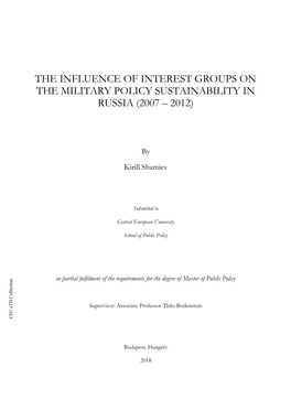 The Influence of Interest Groups on the Military Policy Sustainability in Russia (2007 – 2012)