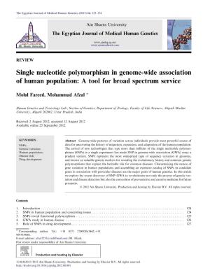 Single Nucleotide Polymorphism in Genome-Wide Association of Human Population: a Tool for Broad Spectrum Service