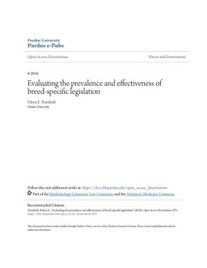 Evaluating the Prevalence and Effectiveness of Breed-Specific Legislation Felicia E