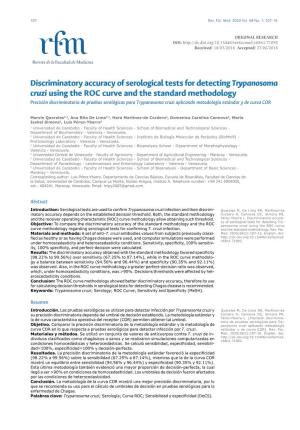 Discriminatory Accuracy of Serological Tests for Detecting Trypanosoma
