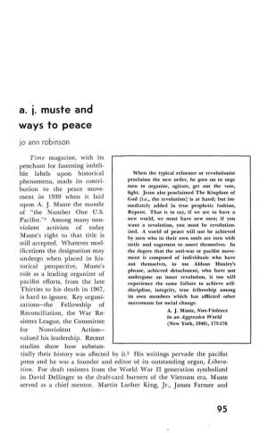 A. J. Muste and Ways to Peace 95
