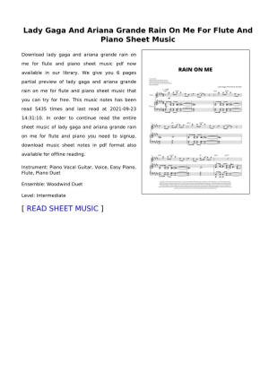 Lady Gaga and Ariana Grande Rain on Me for Flute and Piano Sheet Music