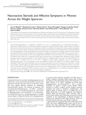 Neuroactive Steroids and Affective Symptoms in Women Across the Weight Spectrum