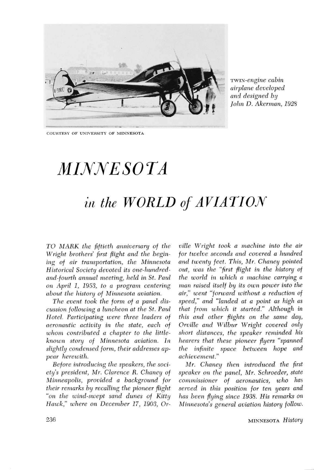 Minnesota in the World of Aviation