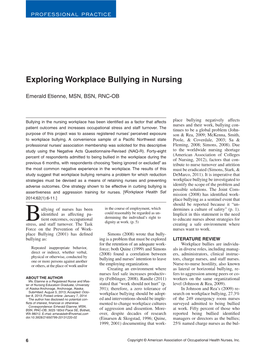 Exploring Workplace Bullying in Nursing