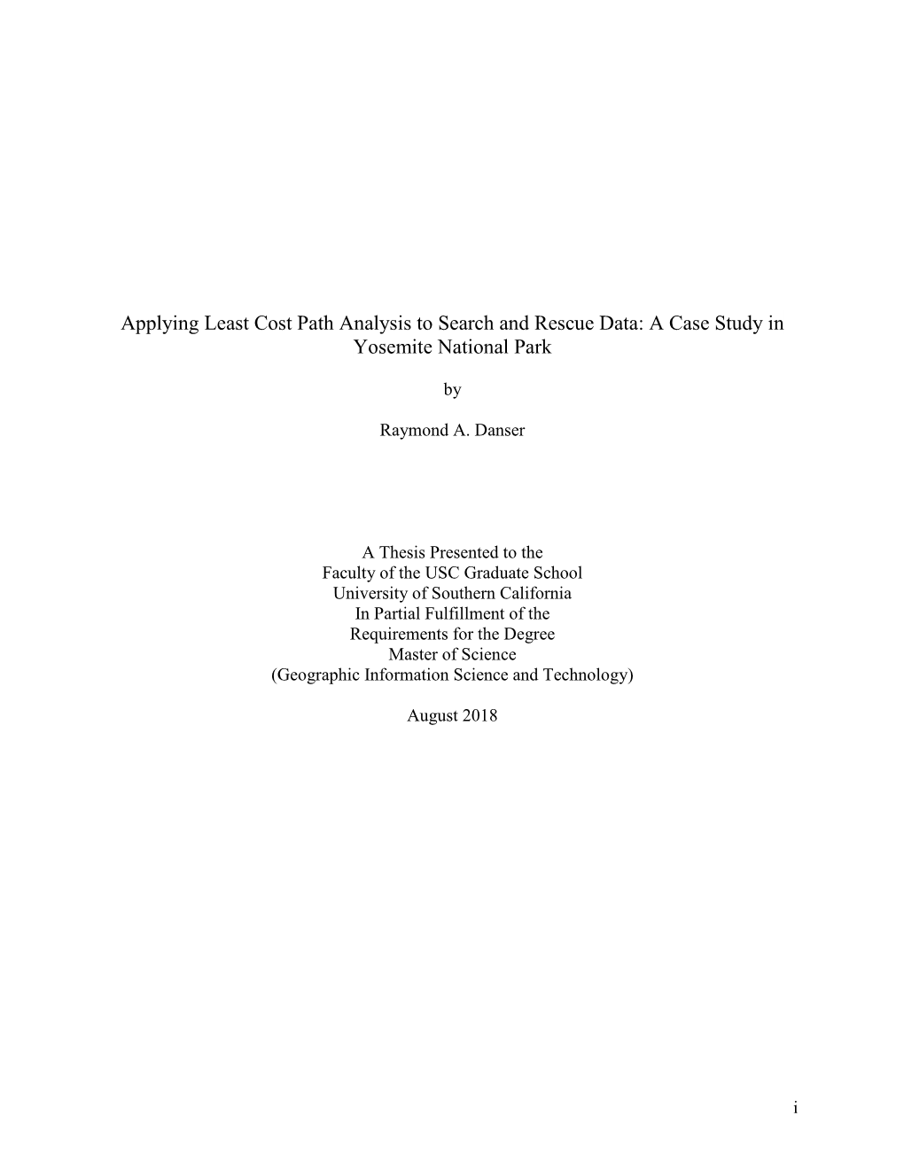 Applying Least Cost Path Analysis to Search and Rescue Data: a Case Study in Yosemite National Park