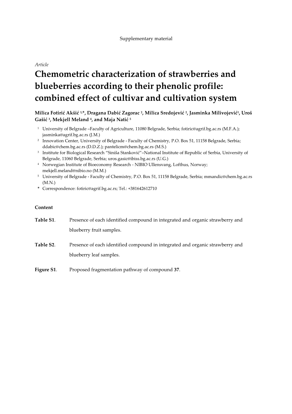 Chemometric Characterization of Strawberries and Blueberries According to Their Phenolic Profile: Combined Effect of Cultivar and Cultivation System