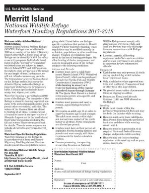 Merritt Island NWR Waterfowl Hunting Regulations 2017-2018