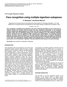 Face Recognition Using Multiple Eigenface Subspaces