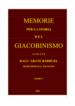 Agostino Barruel, Memorie Per La Storia Del Giacobinismo Tomo V