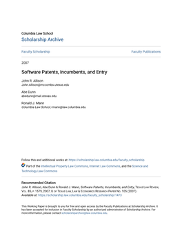 Software Patents, Incumbents, and Entry